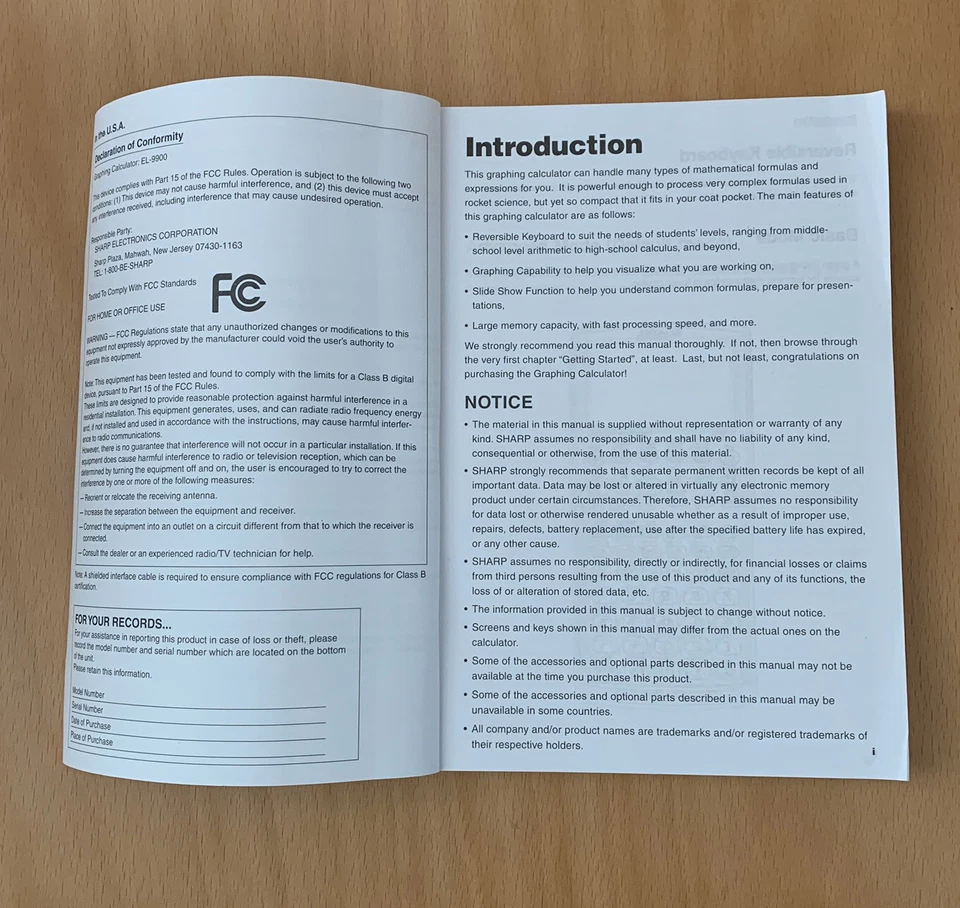 Sharp EL-9900 Calculator Manual Only For Graphing Calculator - Image 3 of 3