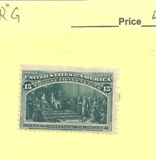 US Scott # 238, 15 cent green, Columbian,1893,Mhr, VF,   CV $200