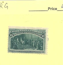 US Scott 238, 15 cent green , M-hr, VF, 1893 Columbian Expo , CV $200
