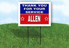 ALLEN THANK YOU SERVICE 18 in x 24 in Yard Sign Road Sign with Stand