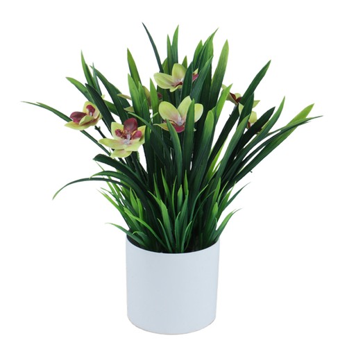 1 Set Artificial Potted Plant Diy Vivid Eye-catching Fake Orchid Flower - Picture 9 of 12