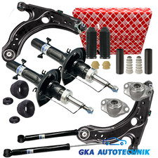 4x Stoßdämpfer Gas + Domlager + FEBI Querlenker vorne hinten für VW Golf 4