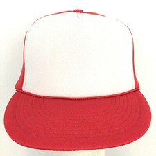 Vtg 90s Blank Farm Hunt Fish Cap 2-Tone Foam Snap Back Trucker Baseball Dad Hat