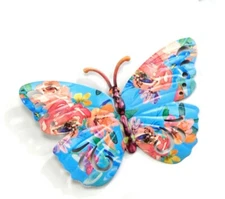 HOME GARDEN POOL YARD - BUTTERFLY WALL DECOR 71786623 BLUE MULTI  5.5" X 4"  NEW