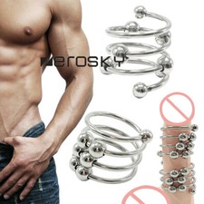 Metal Spiral Cock Ring Male Penis Ball Glans CBT Cage Enhance Orgasm Sex Toy Men