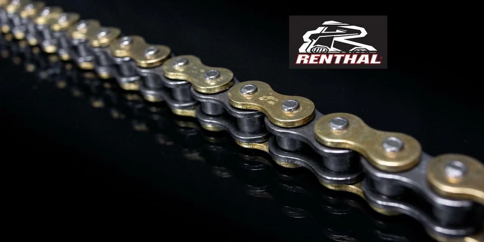 Cadena sin junta tórica dorada Suzuki TM125 K-M 73-75 Renthal 428-R1 428 x 124 eslabones Foto 4 de 4