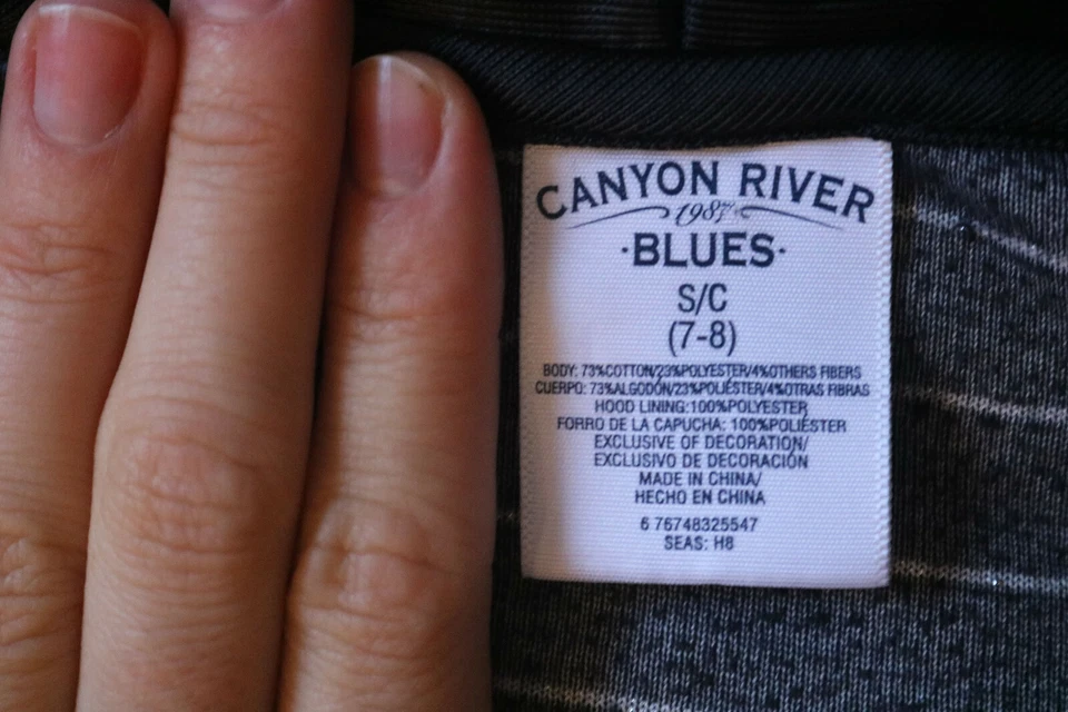 Canyon River Blues Niñas Negro Rayas Cremallera Completa Sudadera con Capucha Mezcla de Algodón Talla S 7-8 Foto 3 de 4
