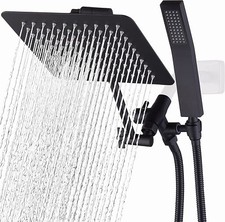 Matte Black 8 In All Metal Rain Shower Head With Handheld Combo Extension Arm