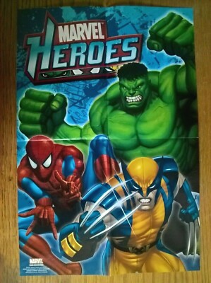 Marvel comics Heroes poster Spider-Man, Incredible Hulk, Wolverine 42x29cm