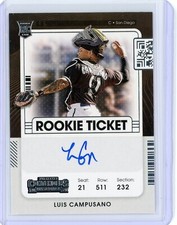 Biglietto Auto 2021 Panini Contenders Luis Campusano Padres Rookie con Bella Auto!