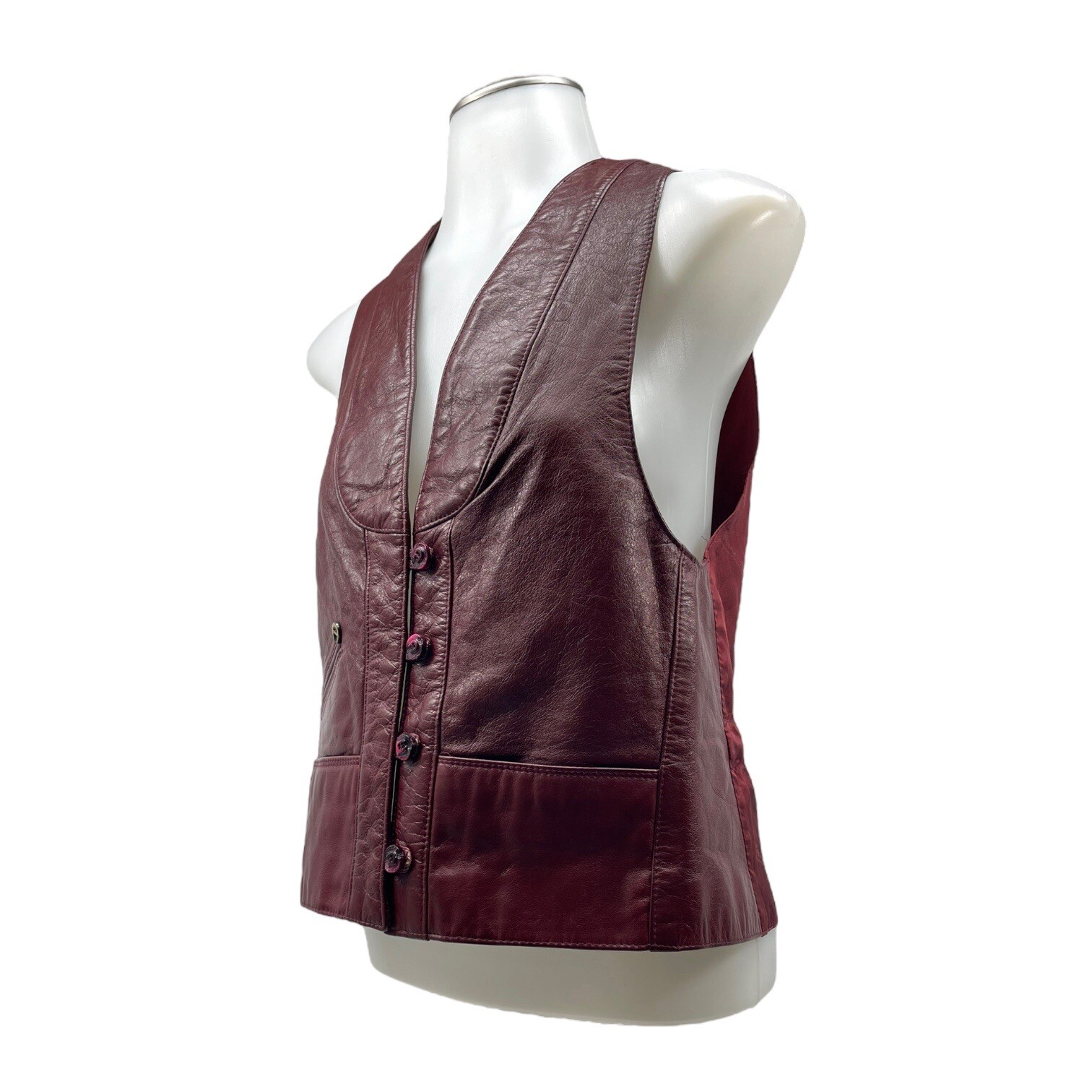 Vintage 70s ETIENNE AIGNER Womens 8 Leather Vest Sleeveless Jacket OXBLOOD RARE image 10
