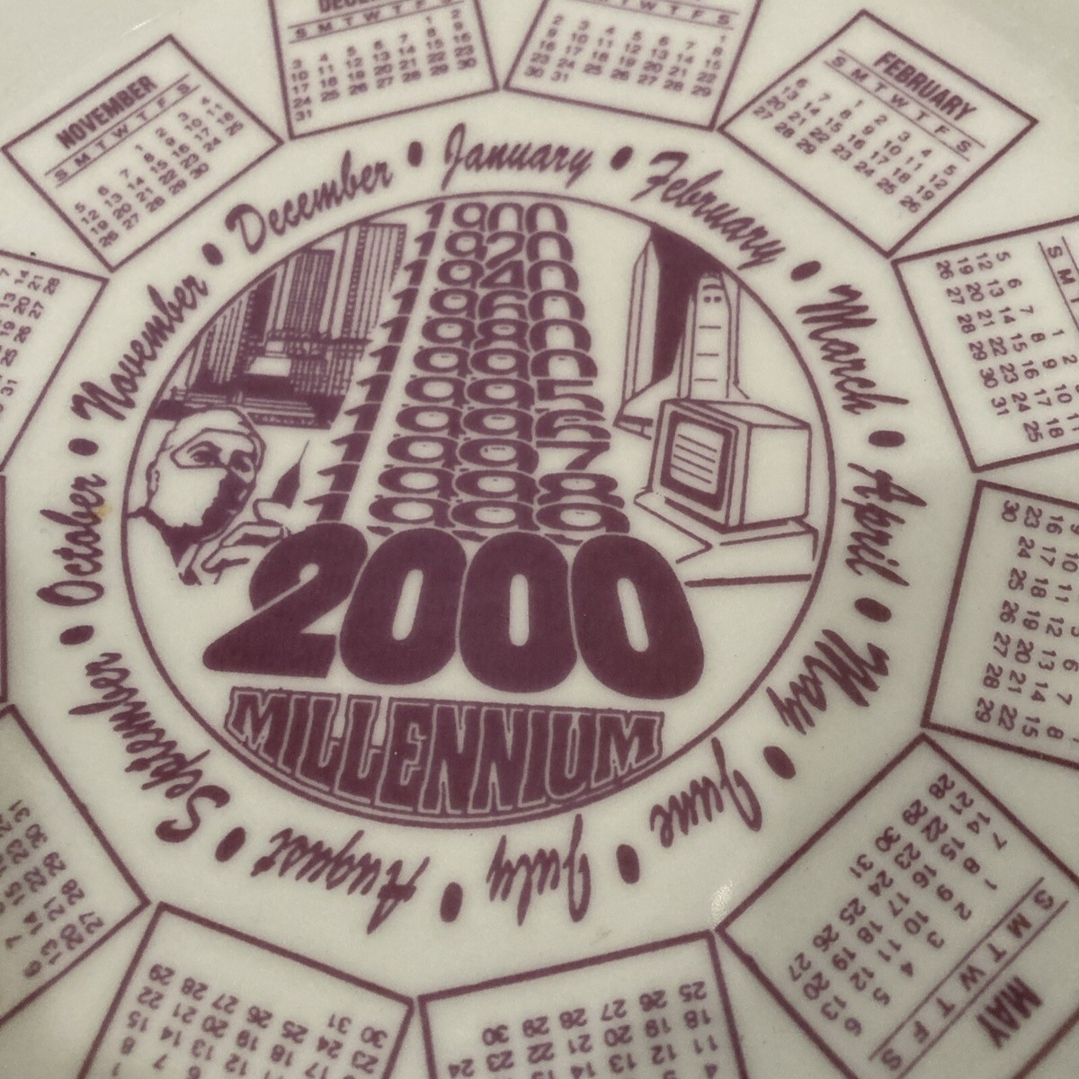 　MILLENNIUM　CALENDAR PLATE 2001 Decorative Plate Year 2000 Millennium Calendar Plate 9.5