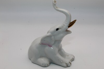 White Porcelain Elephant! Cute Little Guy! 