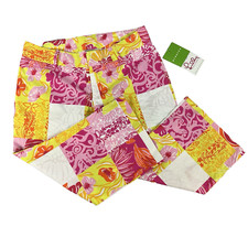 Lilly Pulitzer Rachael Capri Pants sz 4 Pet Kings Court Patch Pink Floral Cabs