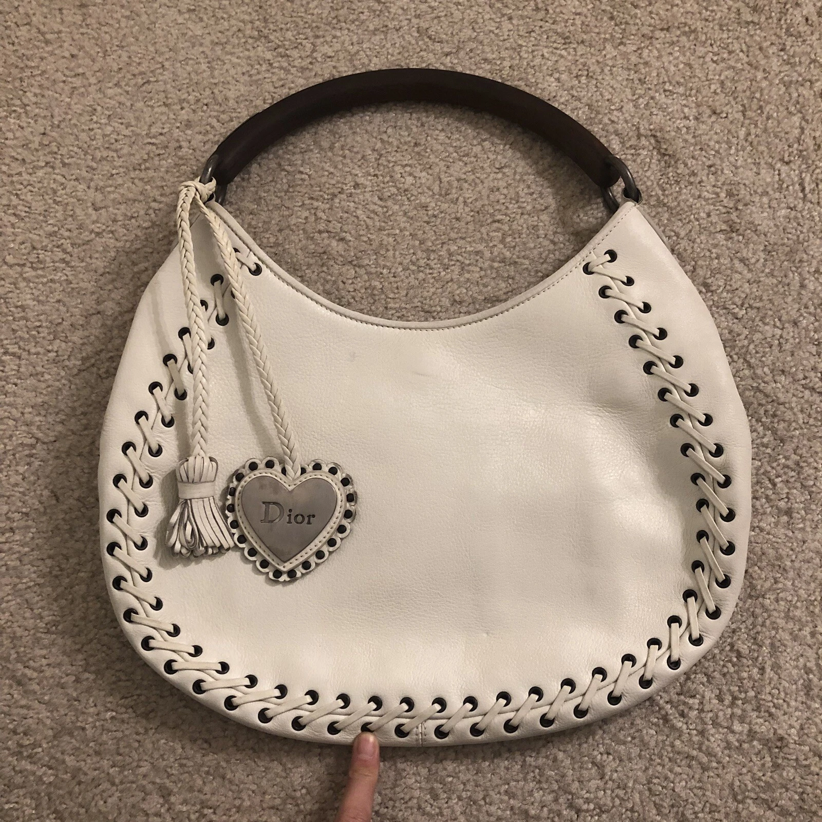 Sac en cuir Dior Ivory avec poignée en bois