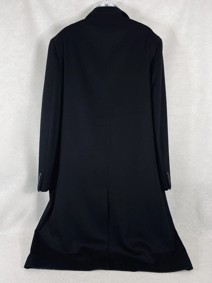 John W Nordstrom Trench Coat Mens 50L Black Overcoat Cashmere Wool Blend NWOT - Image 4 of 4