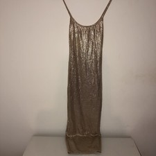 Boohoo Gold Glitter Sparkly Shiny Reflective Dense-Packed Bodycon Maxi Dress UK8
