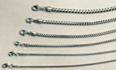 White Gold over 925 Sterling Silver Franco Chain Necklace Men's Women's 16''-36''