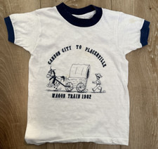 Vintage Carson City to Placerville Wagon Train 1982 Ringer T Shirt Sz S 6-8