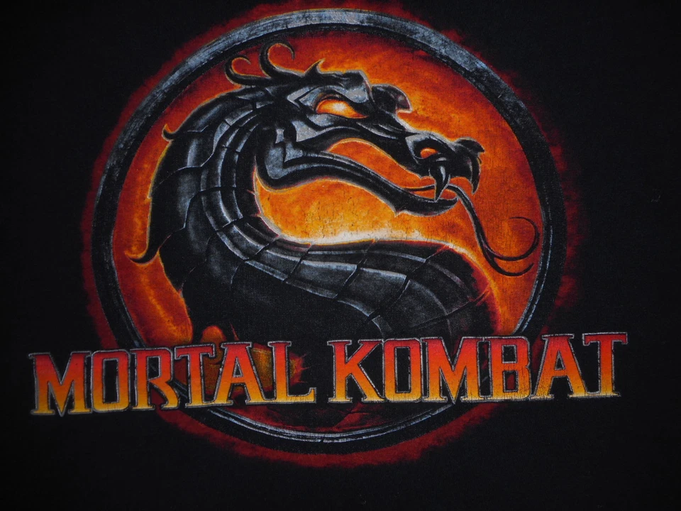 Camisa de videogame vintage Mortal Kombat preta Jerzees etiqueta de tecido anos 90 grande - Imagem 2 de 4