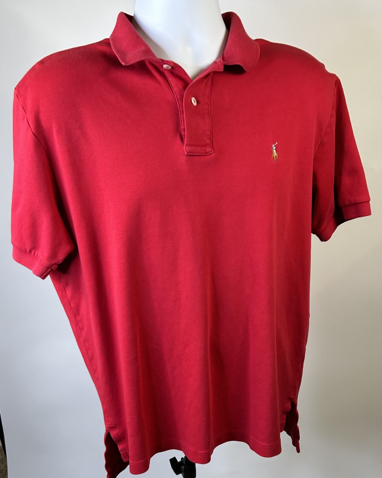 Polo Ralph Lauren Camicia Uomo L Rossa Manica Corta Logo Cotone Pima Pony Golf