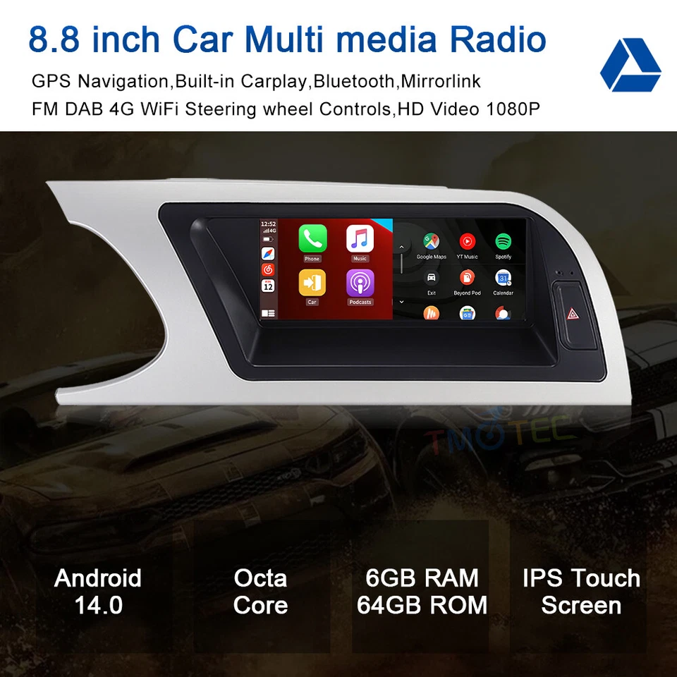 Für Audi A4/B8/S4/S5 2009-2012 8.8" Autoradio CarPlay Android 14 SWC Wifi GPS - Bild 2 von 4