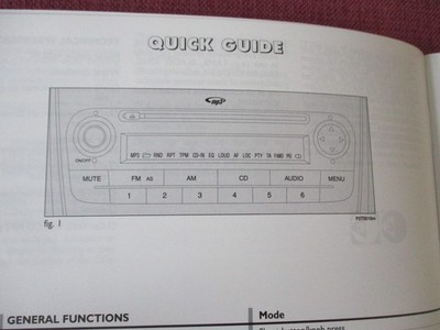 FIAT QUBO/FIORINO RADIO/CD/MP3 SOUND SYSTEM AUDIO HANDBUCH - BETRIEBSANLEITUNG.