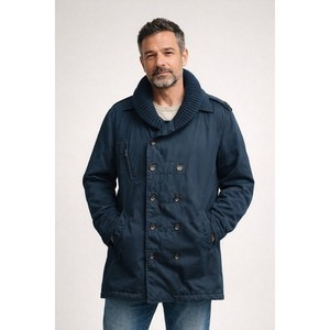 Hugo Boss Orange Field Jacket Mens 42R Black Insulated Pea Coat Knit Mock Neck