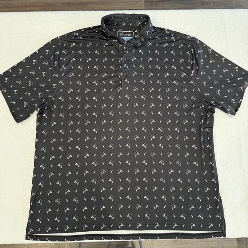 Etonic Golf Polo Shirt Mens 3XL Black Beer Golf Cart All Over Print Performance - Picture 1 of 11