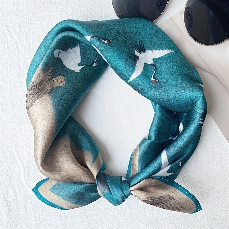 100% Natural Mulberry Silk Scarf Gift Bundle – Flying Cranes and Temple Print