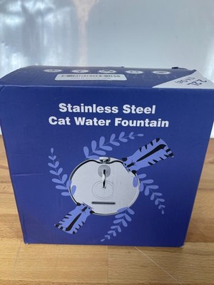 Stainless Steel Cat Water Fountain 2.2L 74oz Pet Drinking Dispenser   Quiet Pump