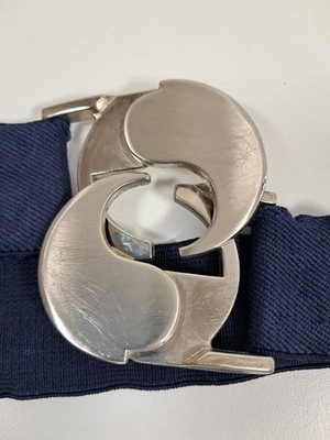 Original 80er Jahre Stretchgürtel Dunkelblau Yin-Yang-Schließe Unikat handmade