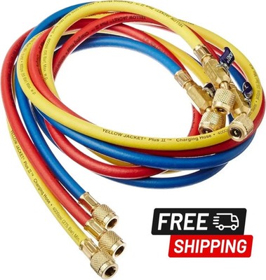 Yellow Jacket 29986 Plus II 1/4'' Hose with Compact Ball Valve 72'' (Pack of 3) US