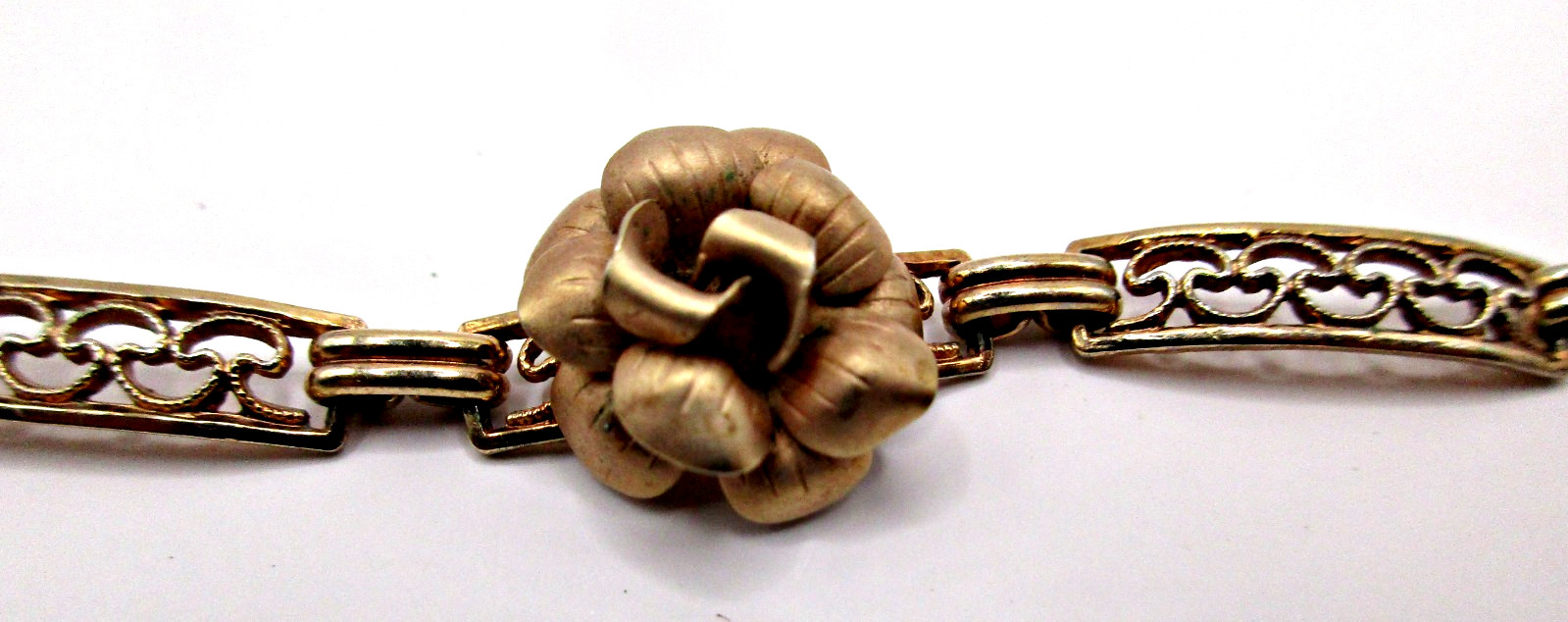 Vintage/Antique Signed AMCO 14K GO Roses Bracelet & Earrings Set Original Boxes