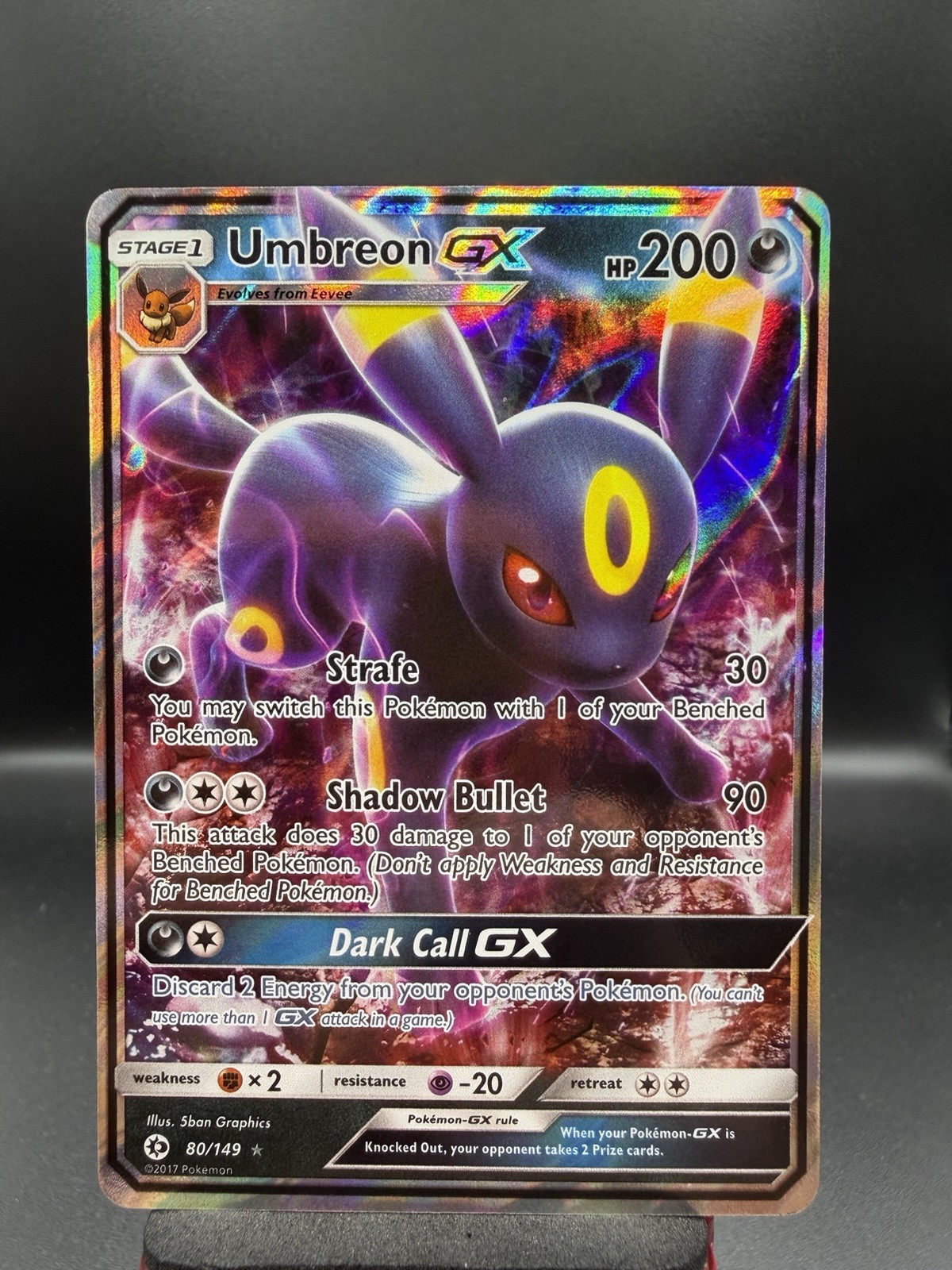Umbreon GX 80/149 Pokemon TCG Sun & Moon Base Set Ultra Rare LP