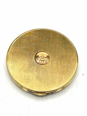 Vintage Mercedes-Benz Gold Tone Powder Compact Three Pointed Star Dealer Gift