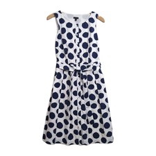 Talbots Dot Poplin Shirt Dress Womens 2 Blue White Polka Dot Business Casual