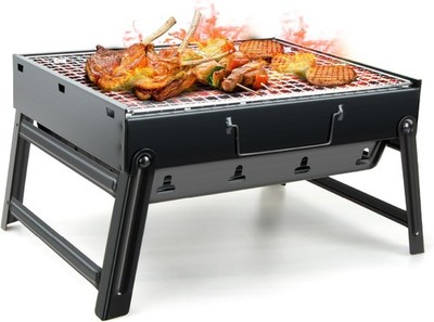 Kizmyee BBQ Barbecue Grill, Portable Folding Charcoal Barbecue Desk Tabletop Out