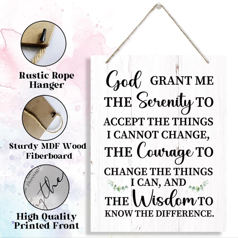 Rustic Serenity Prayer Wall Art - Inspirational Wooden Sign for Home Office - Image 4 of 4