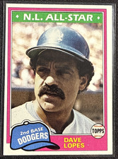 1981 Topps - Davey Lopes N.L. All-Star #50 LA Dodgers 38 Stolen Bases 1975