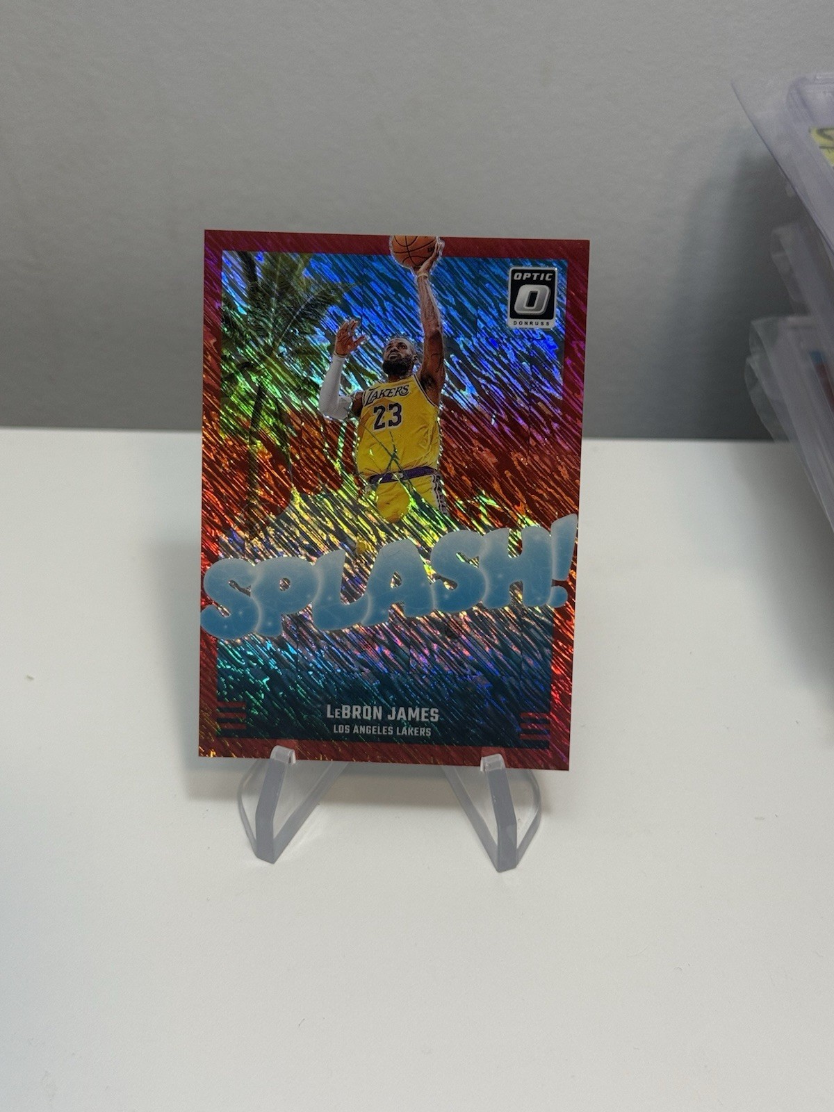 2024-25 Panini Donruss Optic Splash! LeBron James #5 Red Shimmer Prizm 75/75