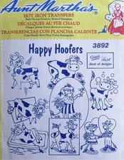 VTG Aunt Marthas 3892 HaPPy HooFeRs Holstein Cow Embroidery Transfer Pattern NEW