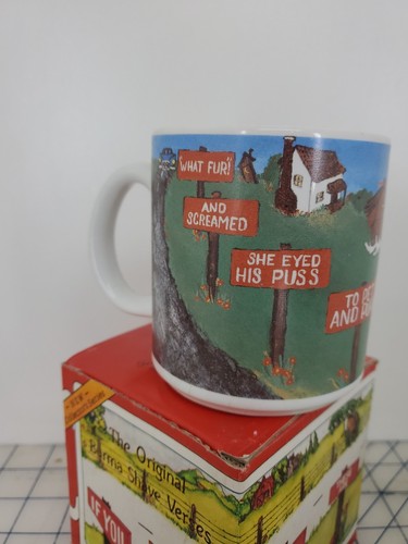 vintage BURMA-SHAVE ceramic coffee mug AdArt racy Cat Verse w/ box - Picture 6 of 14