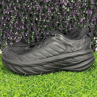 Hoka Bondi SR Men's Size 10 Triple Black Leather Running Shoes Sneaker Comfort
