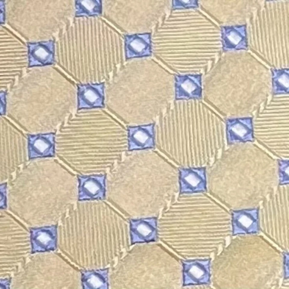 Jos. A. Bank Executive Collection Yellow Blue Geometric Print Silk Tie 58" Long - Image 3 of 4