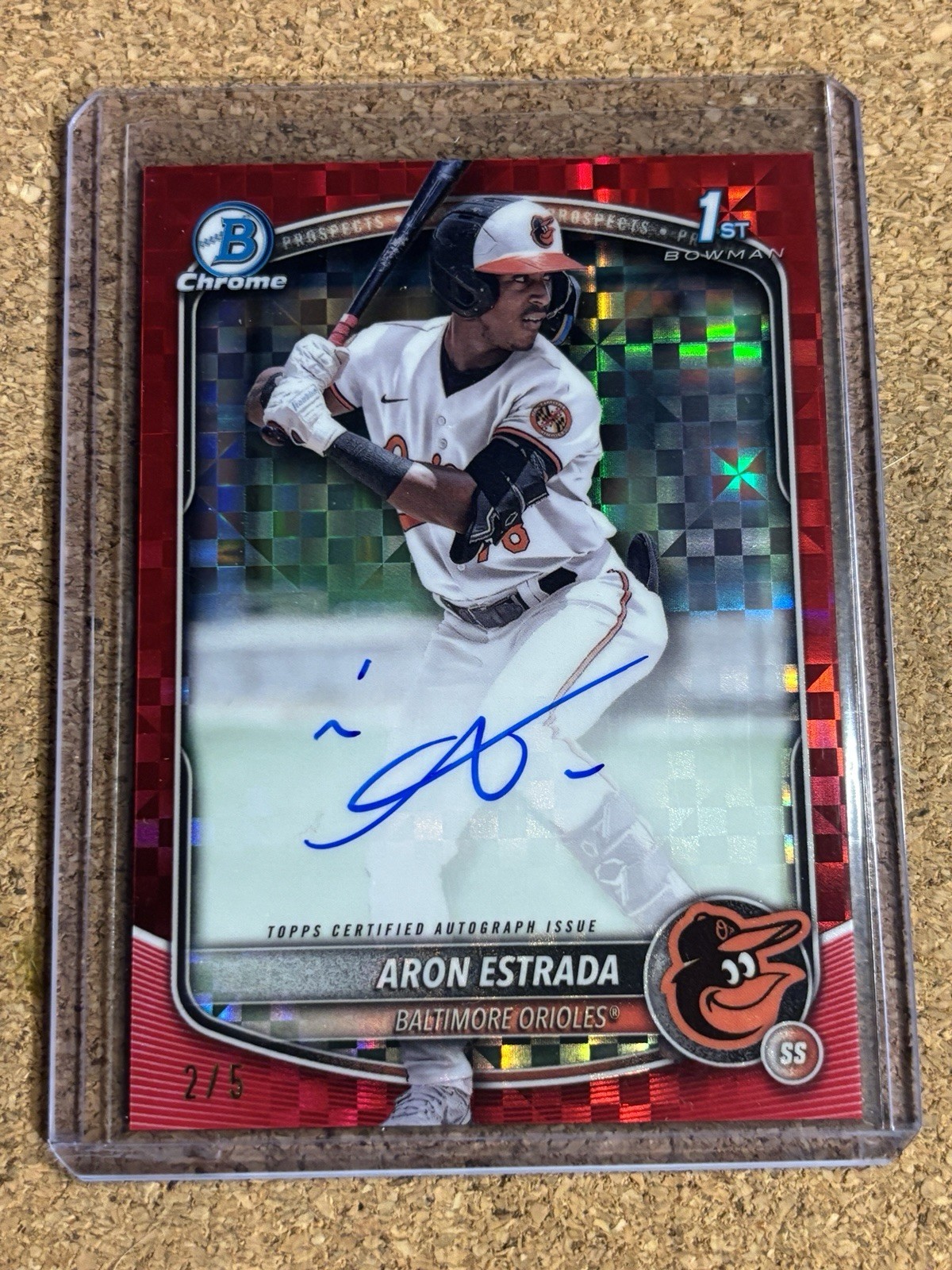 Aron Estrada 2025 Bowman 1st Chrome Prospect Auto Red X-Fractor /5