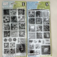 Inkadinkado Acrylic Cling Stamps Flower Garden 98770 Flourishes 98772 Set