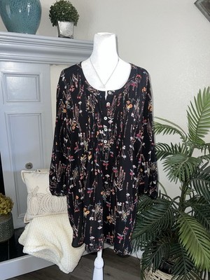 Daniel Rainn Black Floral Blouse Size 3X