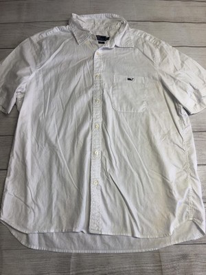 Vineyard Vines Shirt Mens XL White Solid Short Sleeve Button Up Classic Stretch
