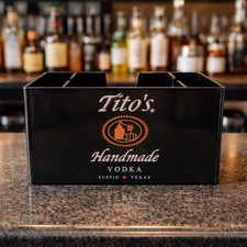 Tito's Vodka Bar Top Napkin Caddy Straw Holder &ndash; Black Plastic &ndash; NEW!